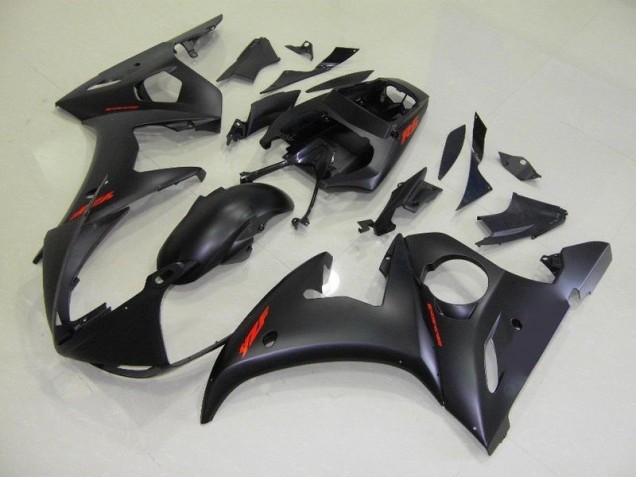Carénage Yamaha R6 2003-2005 - Noir Mat Rouge Décalque Bon Marché